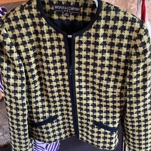 Kasper jacket size 4 green and black versatile retro